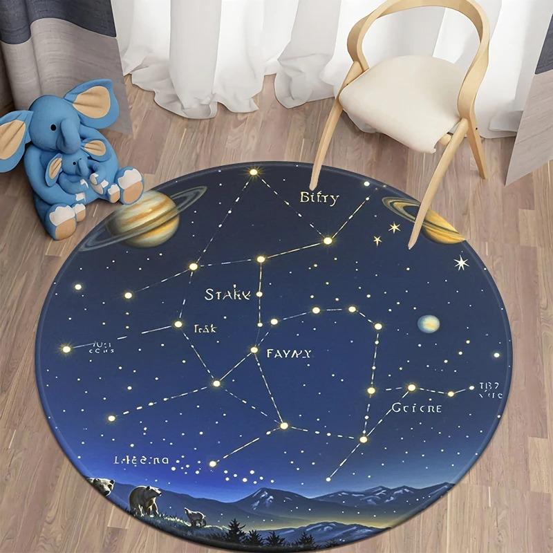 Cosmic Astronomy Lover Galaxy Round Soft Non-Slip Durable Floor Mat Living Room Classroom Home Planetarium Rug