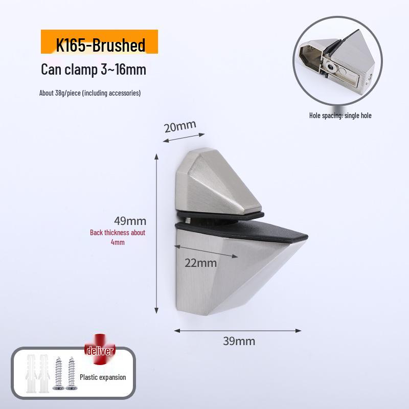 Zinc Alloy F-Shaped Glass Clip: Bathroom/Kitchen Shelf Support Bracket
