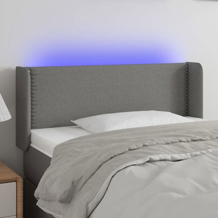 VidaXL Tête de Lit à LED Meuble de Chambre à Coucher Accessoire de Lit Simple Tête de Cadre de Lit Intérieur Gris Foncé 3123087
