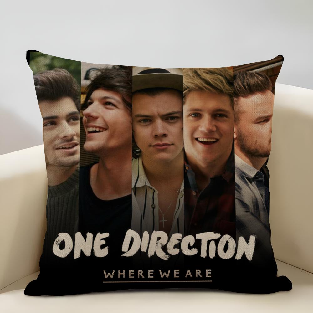 One D-D-Direction Album Cushion  Household Decoration Linen Sofa Cushion Cover: Skin-Friendly & Breathable with Invisible Zipper