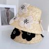 French Vacation Style Dimensional Flower Flat Wheat Straw Hat Exquisite Fashion Women Sun Protection Beach Seaside