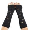 1Pair Fingerless Gloves Half-Finger Hollow Heart Soft Flexible Wool Warm Solid Color Knitted Cold-proof