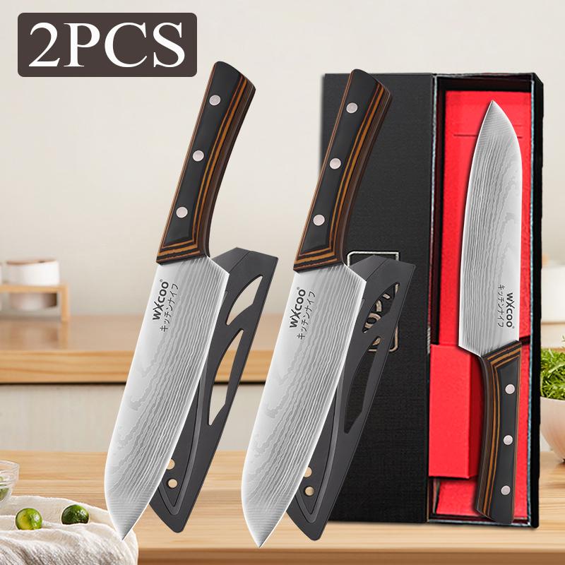 WXCOO 4" Japanese Fruit Knife  with Gift Box Sharp Blade Kitchen Chef Knife Ergonomic Wood Handle Stainless Steel Santoku Knives