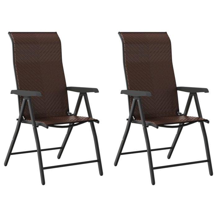 VidaXL Set of 2 Folding Garden Chairs, Patio Seats, Balcony Chairs, Outdoor Patio Furniture, Brown Resin 4007138