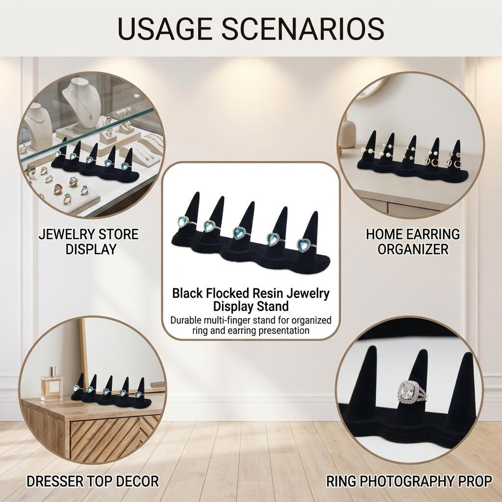 Resin Ring Display Stand With Black Flocking For Jewelry Storage And Decoration