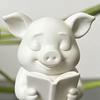 Yousheng 3D Printed Pig Statue, Mini Pig Figurine with Matte Frosted Surface, Dirt Resistant Cute Piglet Reading On Toilet