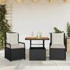 VidaXL Garden Dining Set with Cushions 3 Pcs Black 3262910