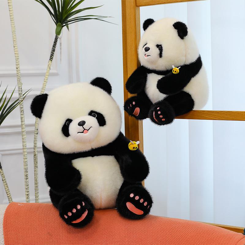 Simulation Cute Bee Bee Panda Plush Toy Giant Panda Flower Doll Girl Ragdoll Birthday Gift