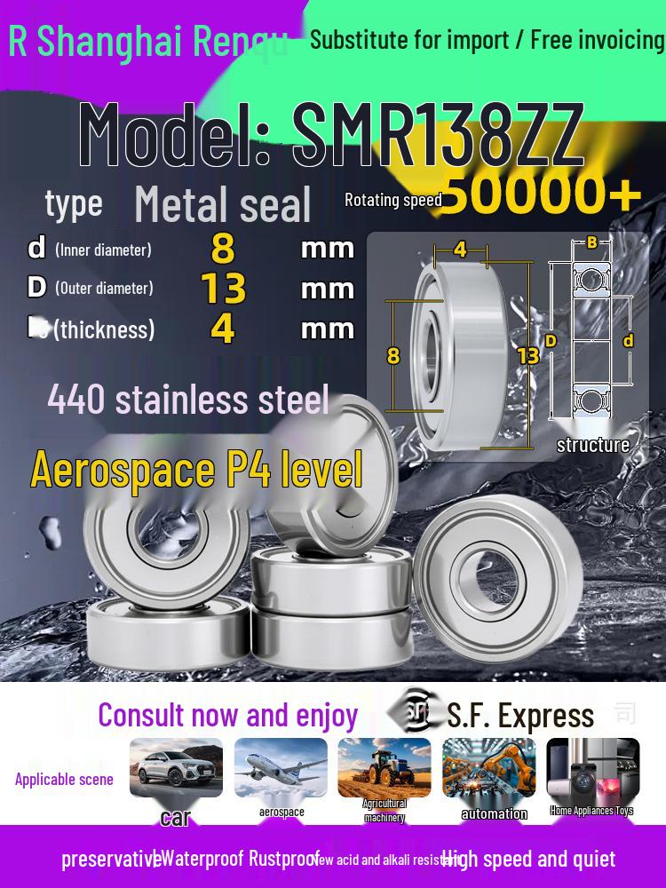High-Speed Mini Micro Bearings Set: 440 Stainless Steel, 4 Models, 3 Bearings Each, Inner Diameter: 1, 2, 5, 6, 7, 8, 9, 10, 12mm