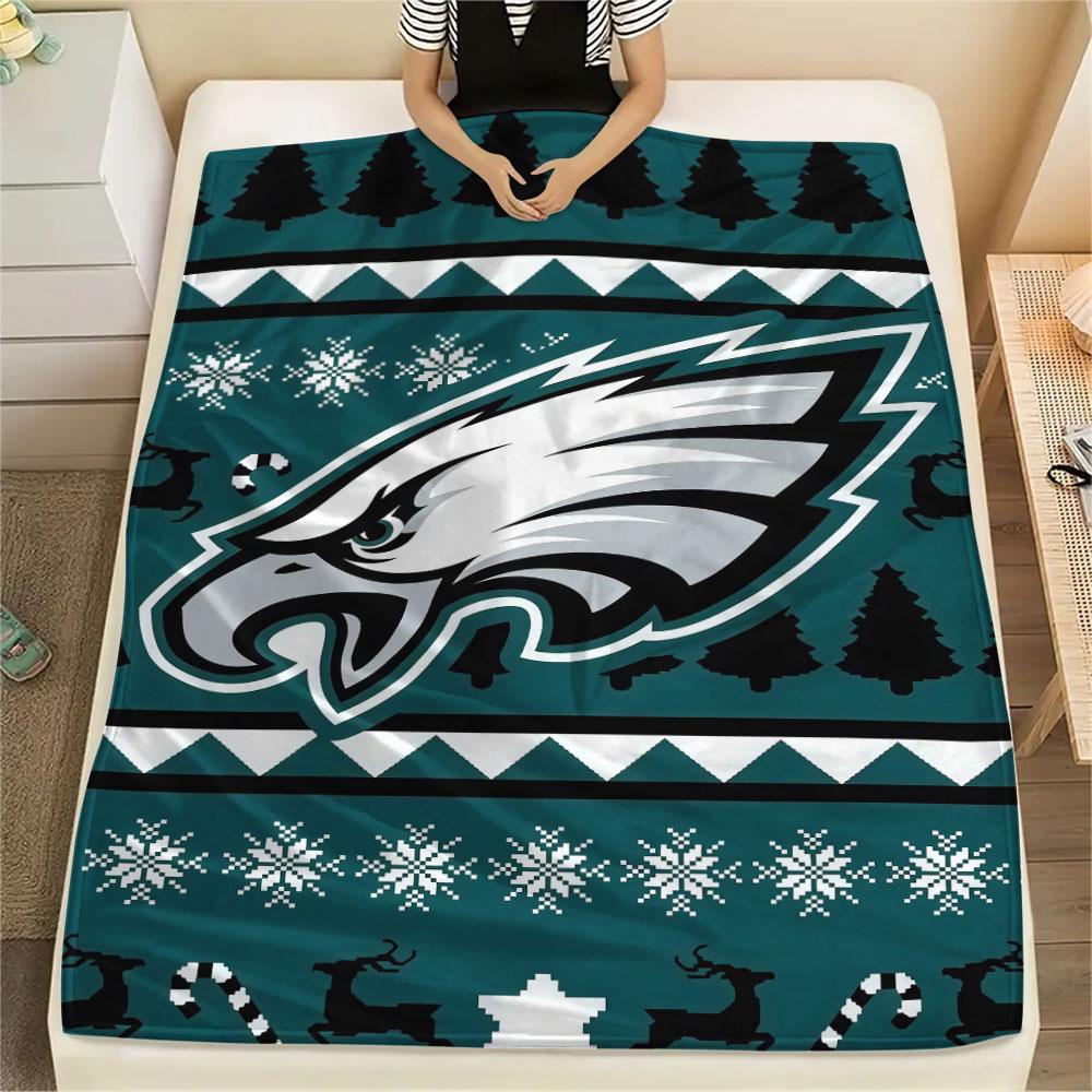 PHI Eagles Printed Flannel Blanket, soft throw for bedroom sofa, washable, fan merchandise, great gift.