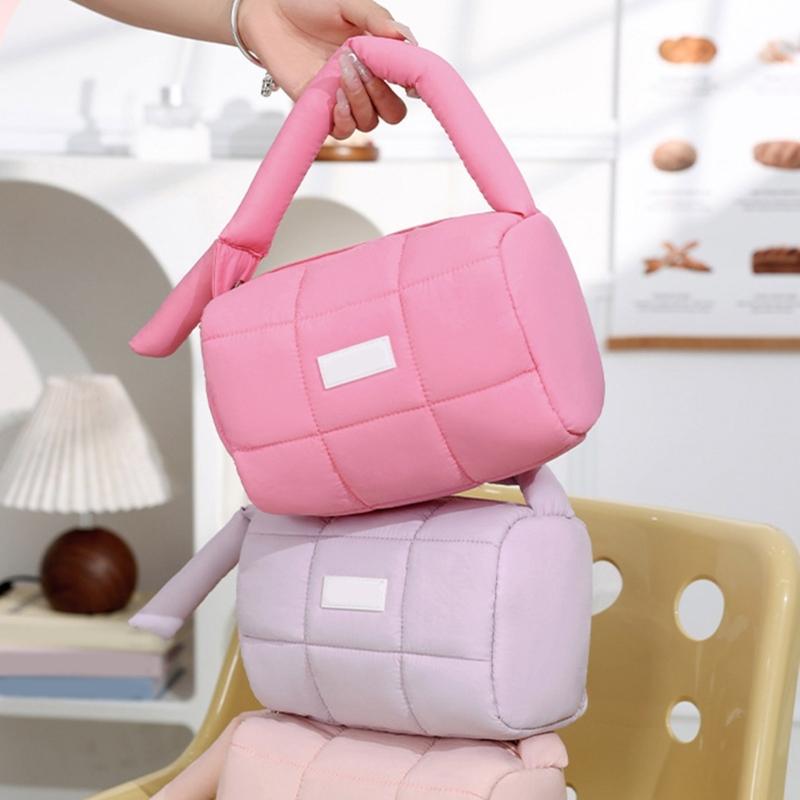 Candy Colored Nylon Cosmetic Case Spacious Storage Bag Travel Toiletry Pouch With Zippers Closure For Ladies Teens