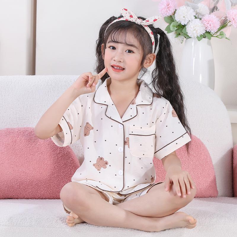 

Пижамные комплекты Cross-border Summer Cloud Cotton Cartoon для девочек — топы с короткими рукавами и шорты для детей среднего и старшего возраста. Size 16 [135-142CM]