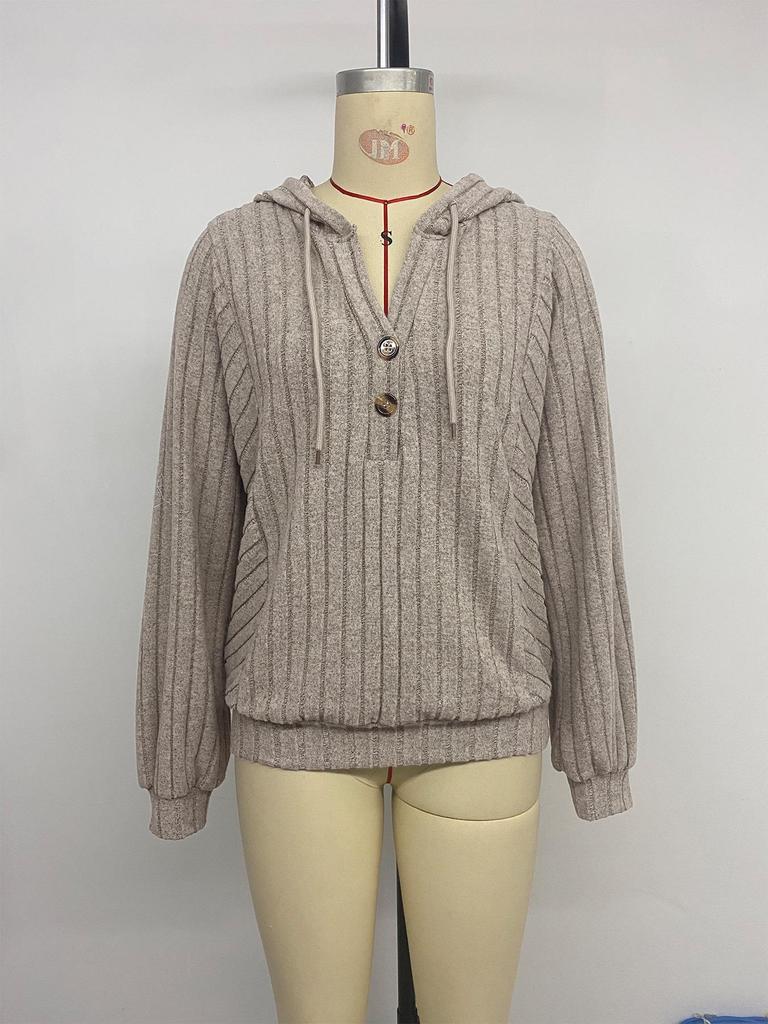 2026 Autumn/Winter Ribbed Knitwear Hooded Top – Lazy Style