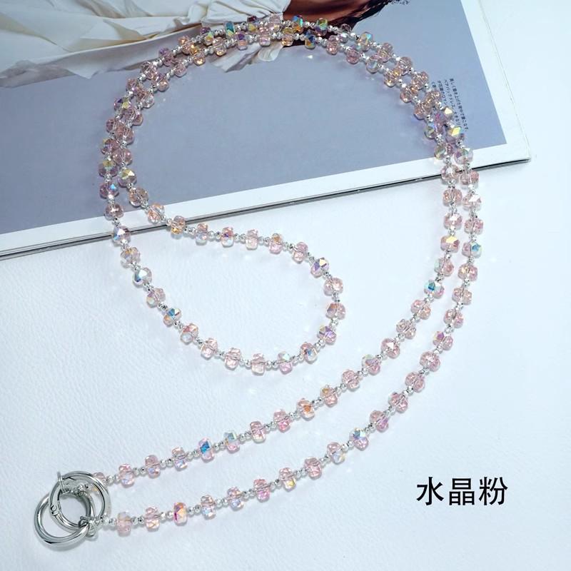 Phone Chain Long Crossbody Anti-Lost Pendant Crystal Beaded Phone Chain Phone Lanyard Bag Charm Chain