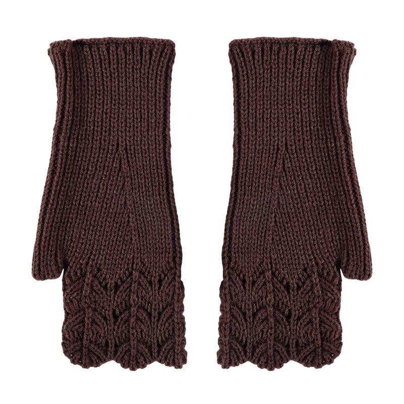 Autumn and Winter Women's Fashion All-match Knitted Warm Half Finger Gloves