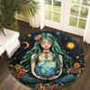 Mysterious Goddess Earth Flannel-printed Round Floor Mats Are Slip-resistant Suitable Living Room Bedroom Terrace Garden Carpets