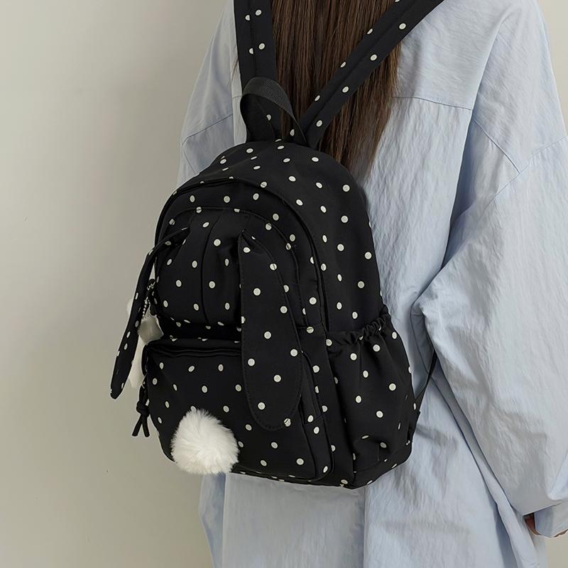 Women Polka Dot Nylon Backpack Casual Travel Daypack School Bag