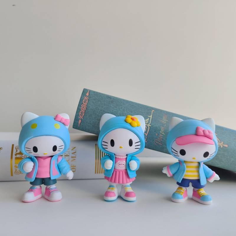 Adorable Kt Cat Figurine Cute Fashionable Pvc Cat Doll For Home Desk Decoration