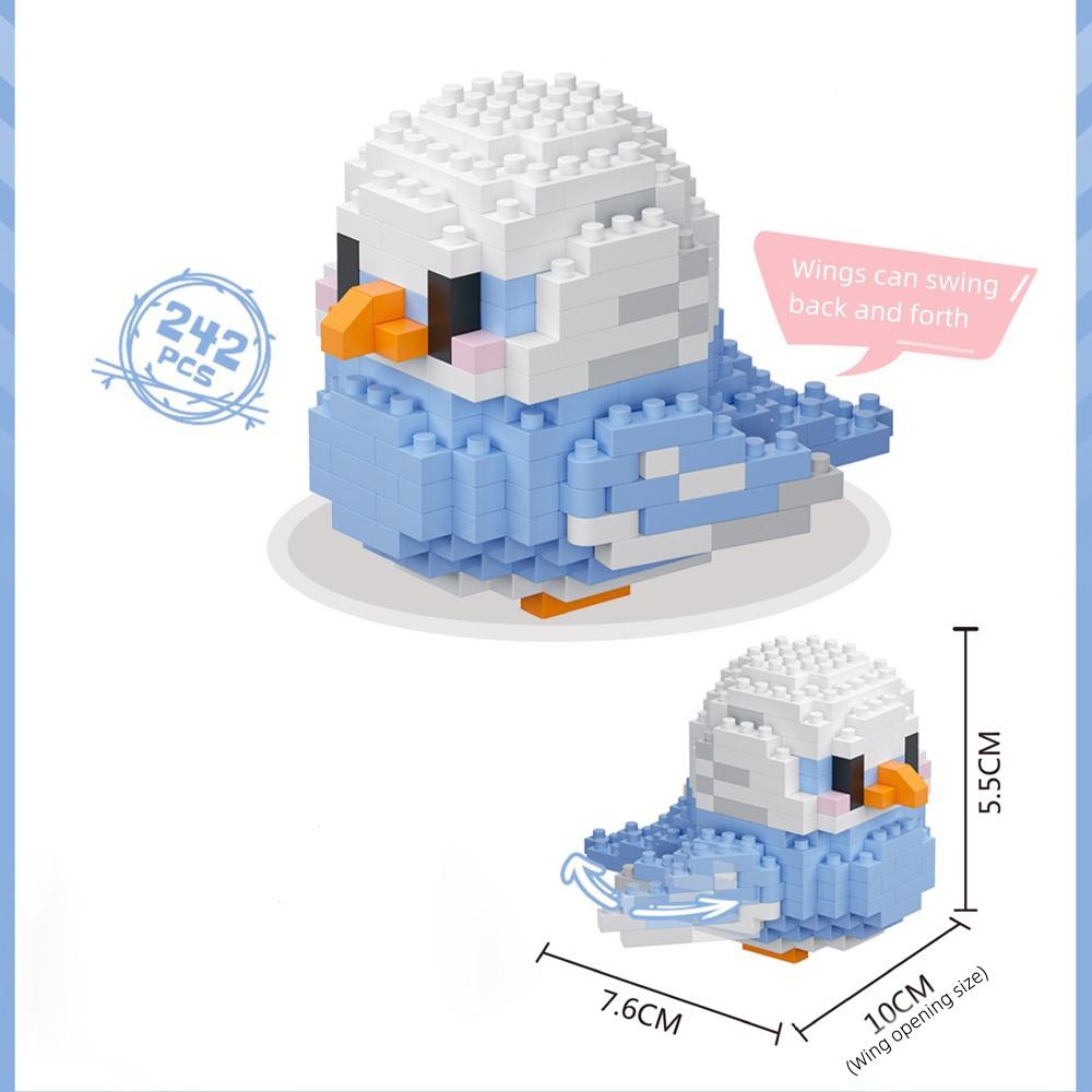 Parrot and Little Bird Building Blocks Toy:Adorable Design Visually Stimulating Desk Dcor Add a Touch of Nature to Your Spac