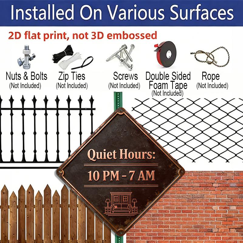 2D Flat - 1pc, Themed Around Quiet Living Habits, Wall Gift for Lifestyle Enthusiasts, Vintage Metal Sign, Suitable for Decorating Bedrooms