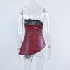 Womens Sexy Sleeveless Fitted PU Leather Corset Top Streetwear Party Clubwear
