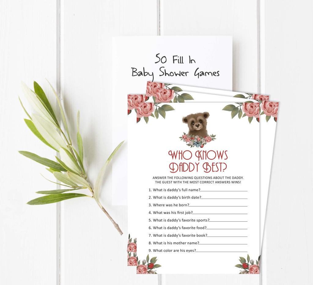 Inkdotpot Baby Shower Game Set Of 50 BabyA  AlphabetA  ABCA  Game Bear Jungle Animals Party