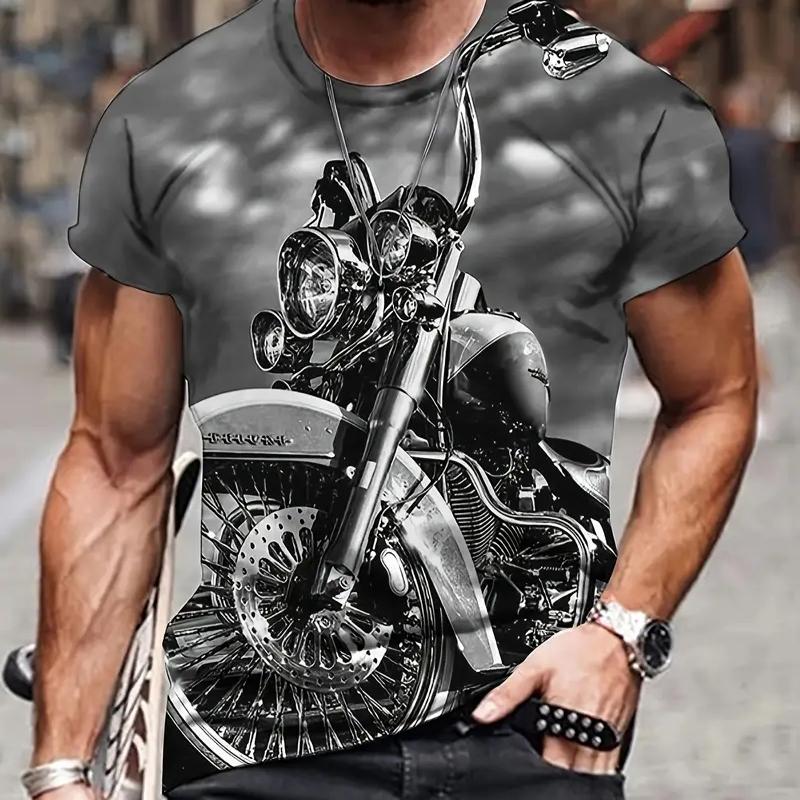 New Summer Men's Fashion T-shirt Personality Wolf Printed Men's T-shirt Top