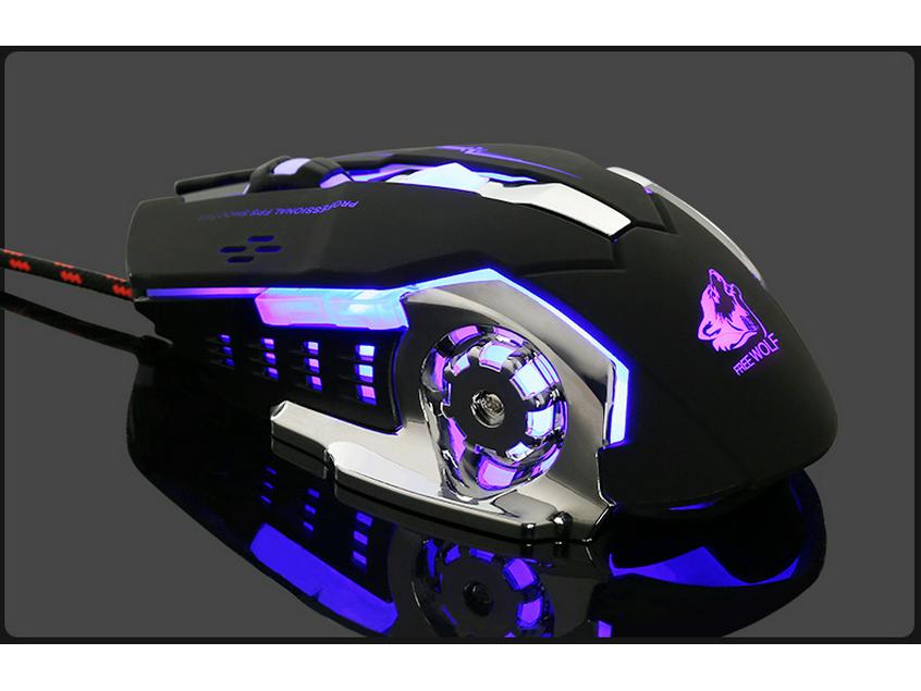 Free Wolf V5 Wired Gaming Mouse - Luminous Mechanical Design