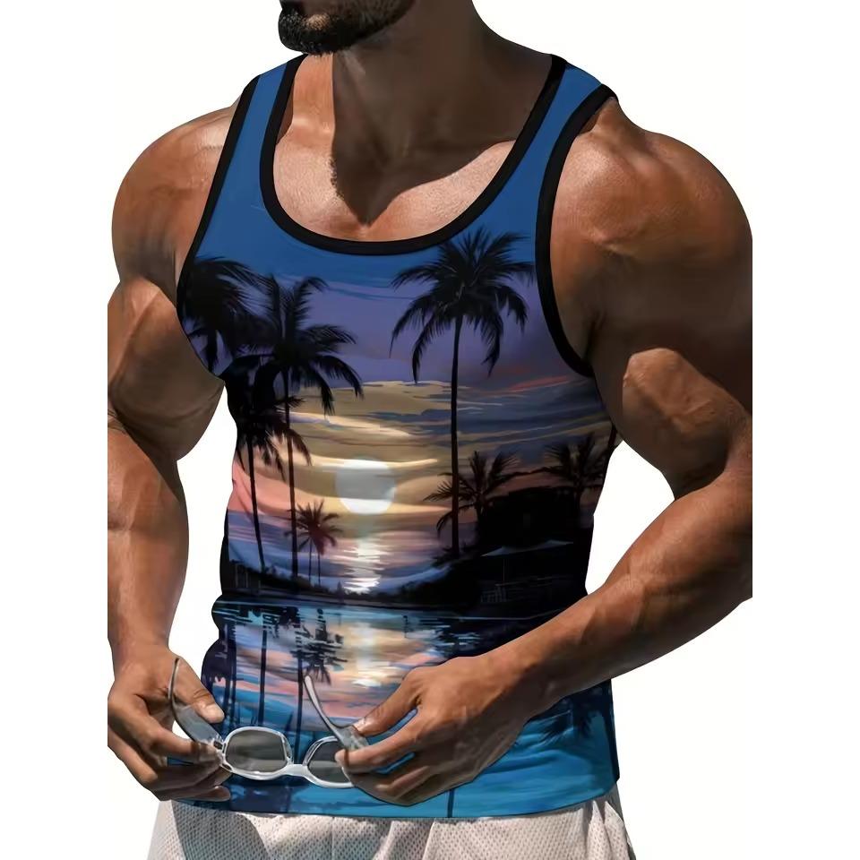 3D Print Tank Tops Men's Fashion Streetwear Vest Oversized Sleeveless Tank Top Bodybuilding Fitness Gym Man Clothing