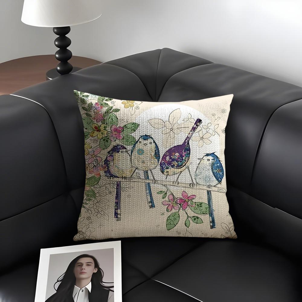 Aquarell-Kunstmuster Kissenbezug Natürliches Leinen Bio-Stoff Beidseitiger Druck Sofa Heimdekoration Geschenk Kissenhülle