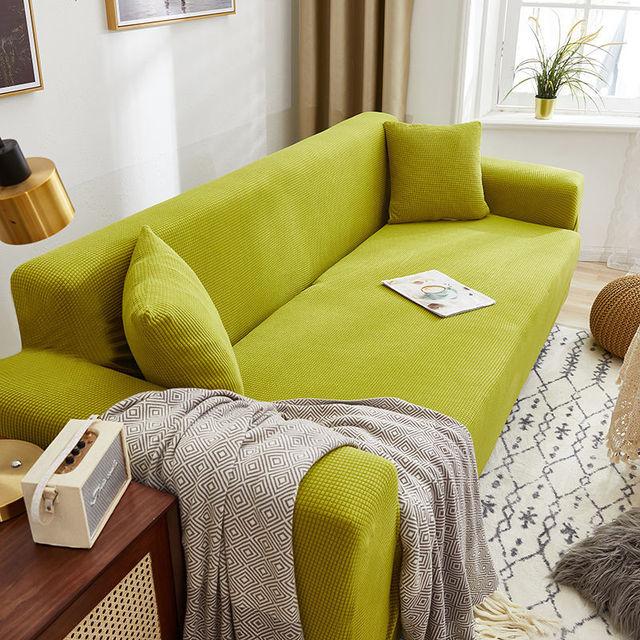 Sofa Cover Fully Wrapped Solid Color Elastic Sofa Cushion Thick Corn Fleece Four Seasons Universal Living Room Corner Cushion for Home