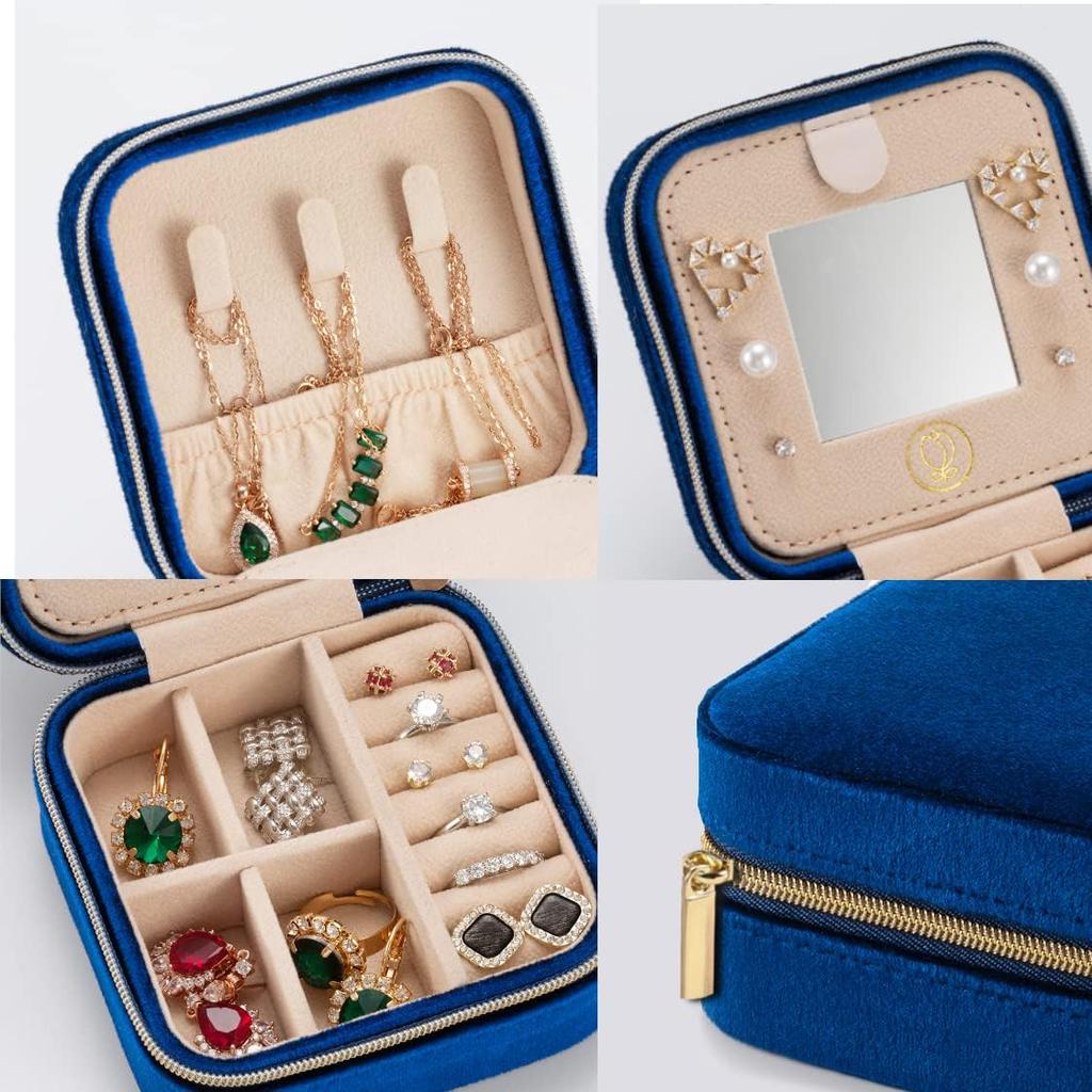 Simple ins Portable Jewelry Box Mini Jewelry Storage Box Blue