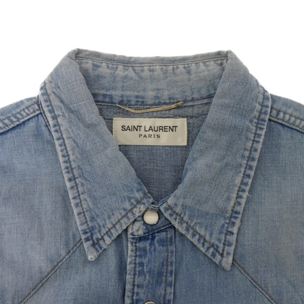 Used 9921 Western Denim Shirt 417374 Y890L 7832 S Crushed 16 Stainless Steel Eddie Era Cotton Washed Blue Men's from