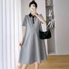 Maternity dress summer short-sleeve polo dress with turn-down collar short-sleeve maternity dress