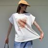 New ArrivalS Open Run Women S caSual Heart Print Cotton Roll Up looSe Fit Tee