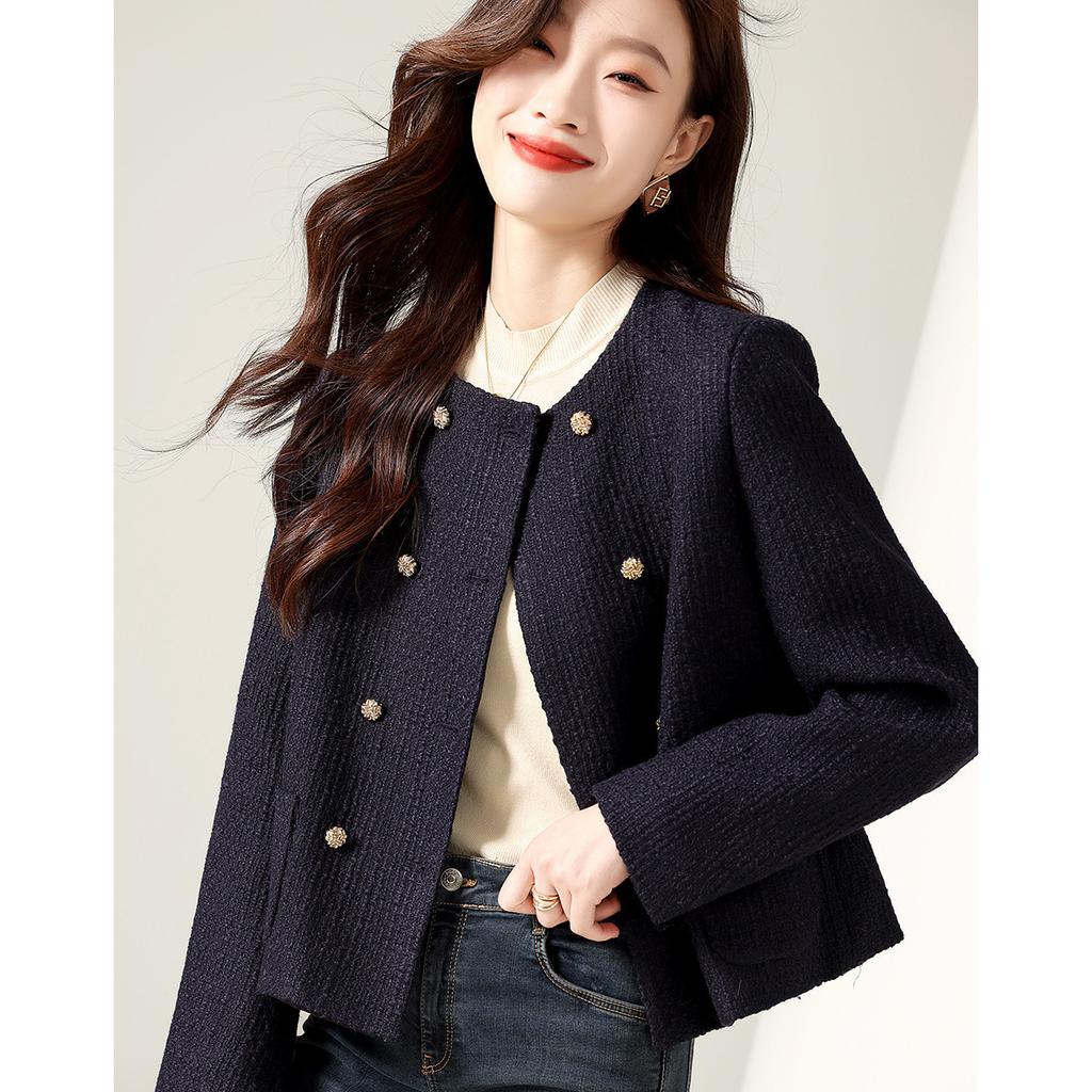 Autumn and Winter New Light Mature Style Fashion Casual Loose Korean Version Classic Small Fragrant Style Double-breasted Coat Women