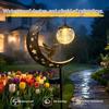 Solar Lawn Stake Light Glass Moon Hummingbird Pattern Soft Glow Outdoor Lamp for Courtyard Landscape Decor