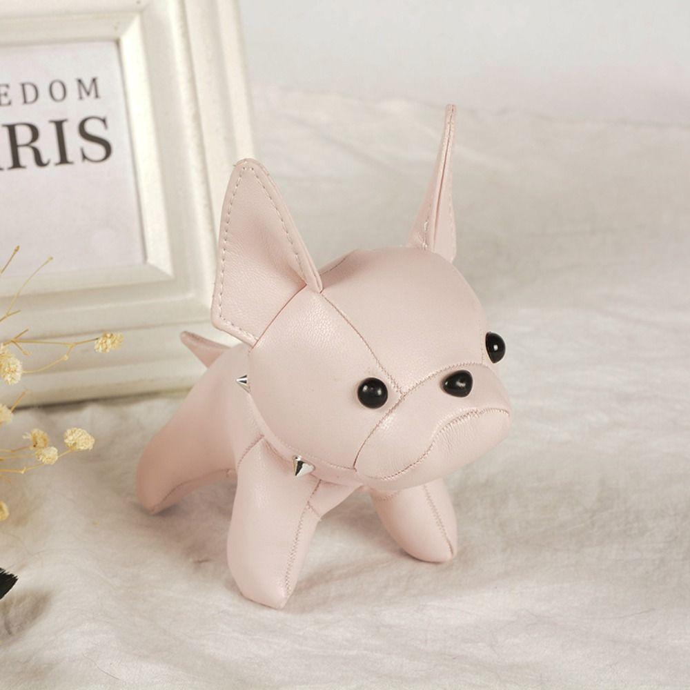Cute Chubby Leather Keychain French Bulldog Dog Dolls Kawaii Dog Pendant  Key/bag Decoration