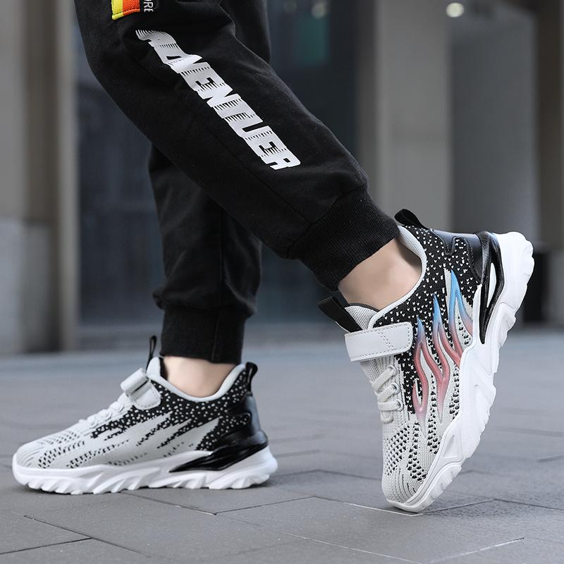 Dětské létající tkané duté prodyšné sportovní běžecké boty venkovní plamen dětské boty