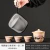 Dehua coarse pottery tea set outdoor travel tea set Kuaike cup brewing teapot small set portable and simple printing