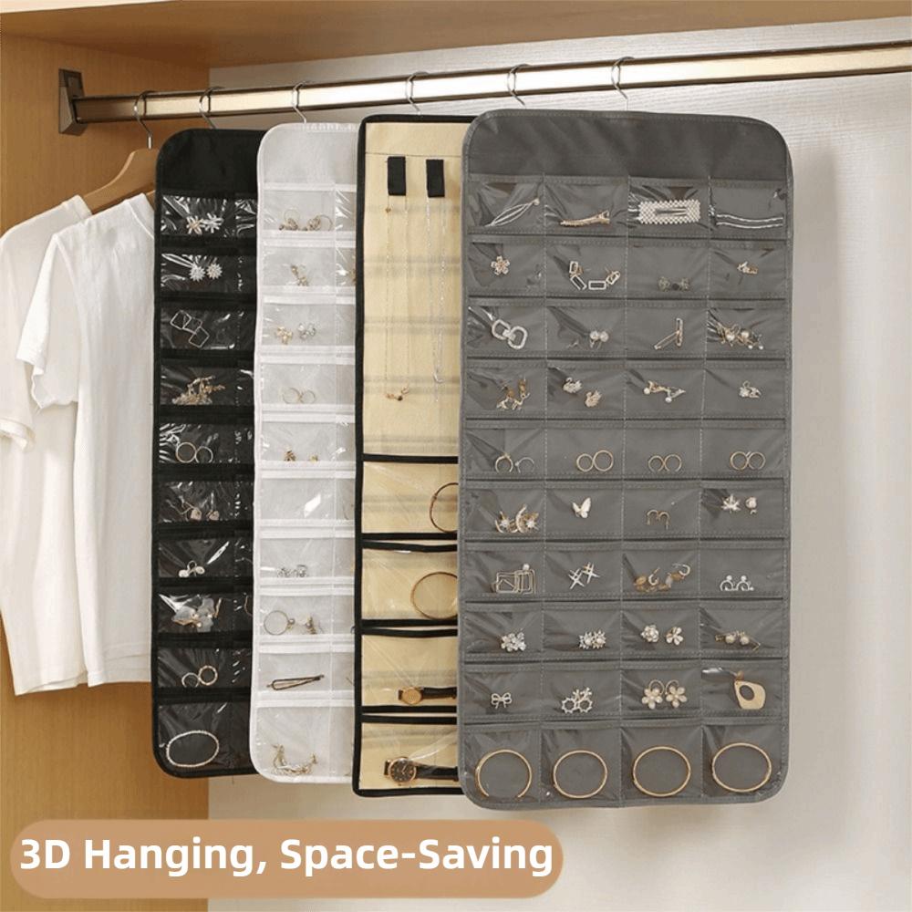 Non-woven Jewelry Storage Bag Large Capacity Transparent Women Jewelry Organizer Delicate Foldable Hanging Storage Bag