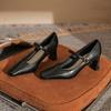 Fashion High Heels Thick Heel New Square Head Word with Versatile Mary Jane Shallow Mouth Single Shoes Women