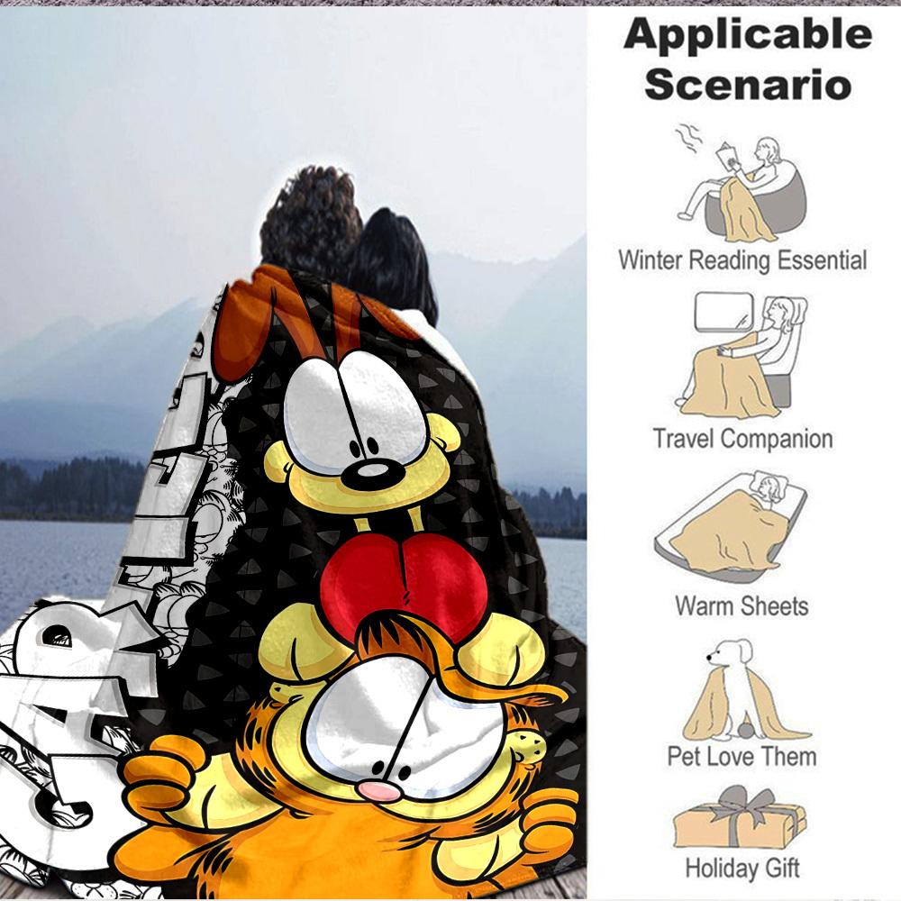 1ks Garfield Přátelé Flanelovádeka HD Potisk Lehká Měkká Teplá Celoroční Deka na Pohovku, Postel, Cestování, Kempování Lze Prát v Pračce