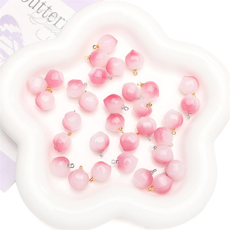 5 ks/balení skleněný přívěsek broskev DIY náramek náhrdelník náušnice šperky doplňky