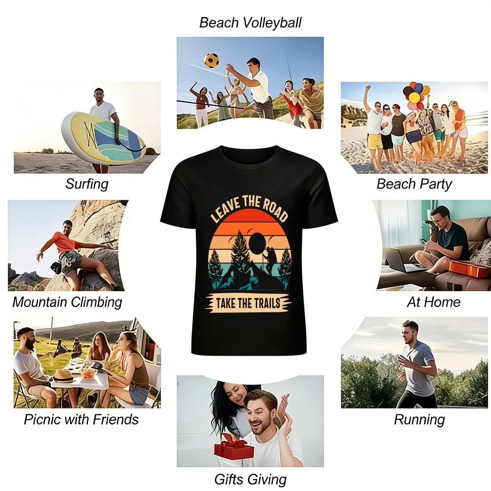 Leave The Road Take The Trails Hiking Outdoor Graphic Tee Pure cotton T-shirt
