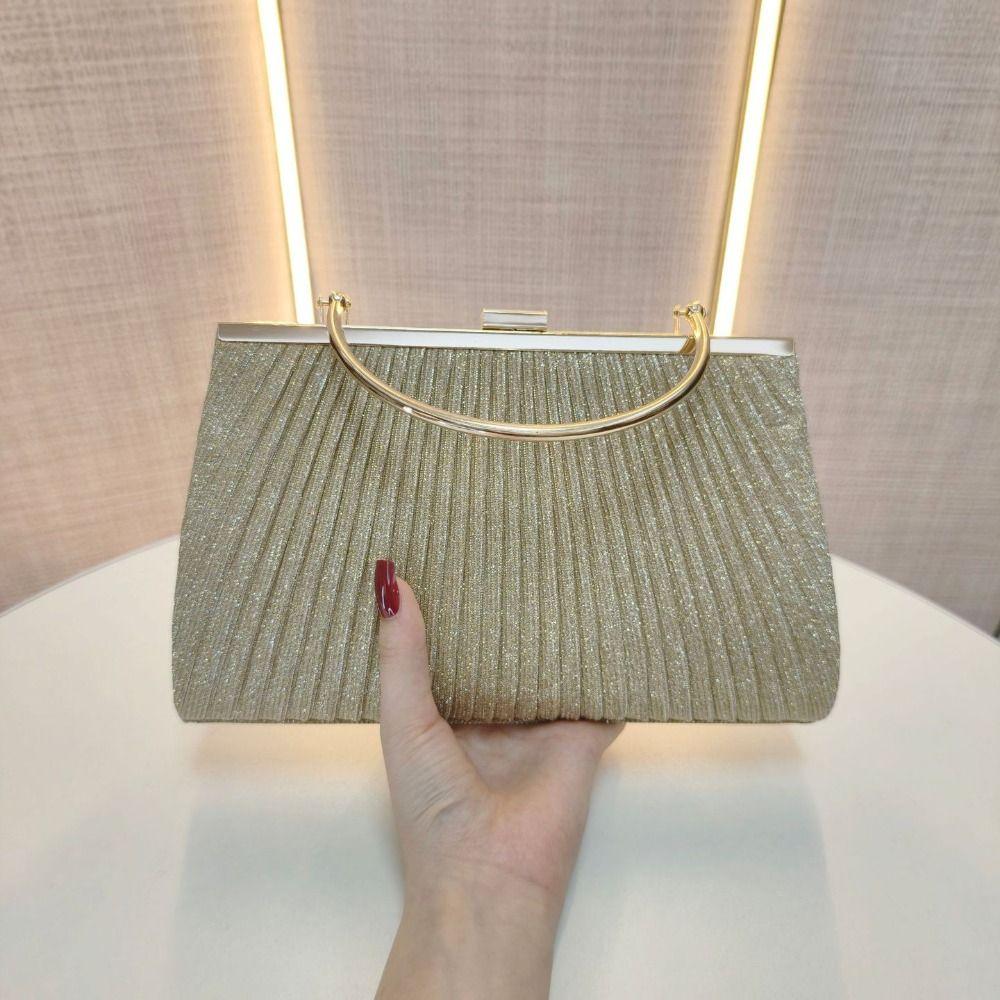 Shoulder Bag Fashionable Women Evening Handbag Elegant Glitter Crossbody Bag Pleated Luxury Chain Dinner Purse Storage