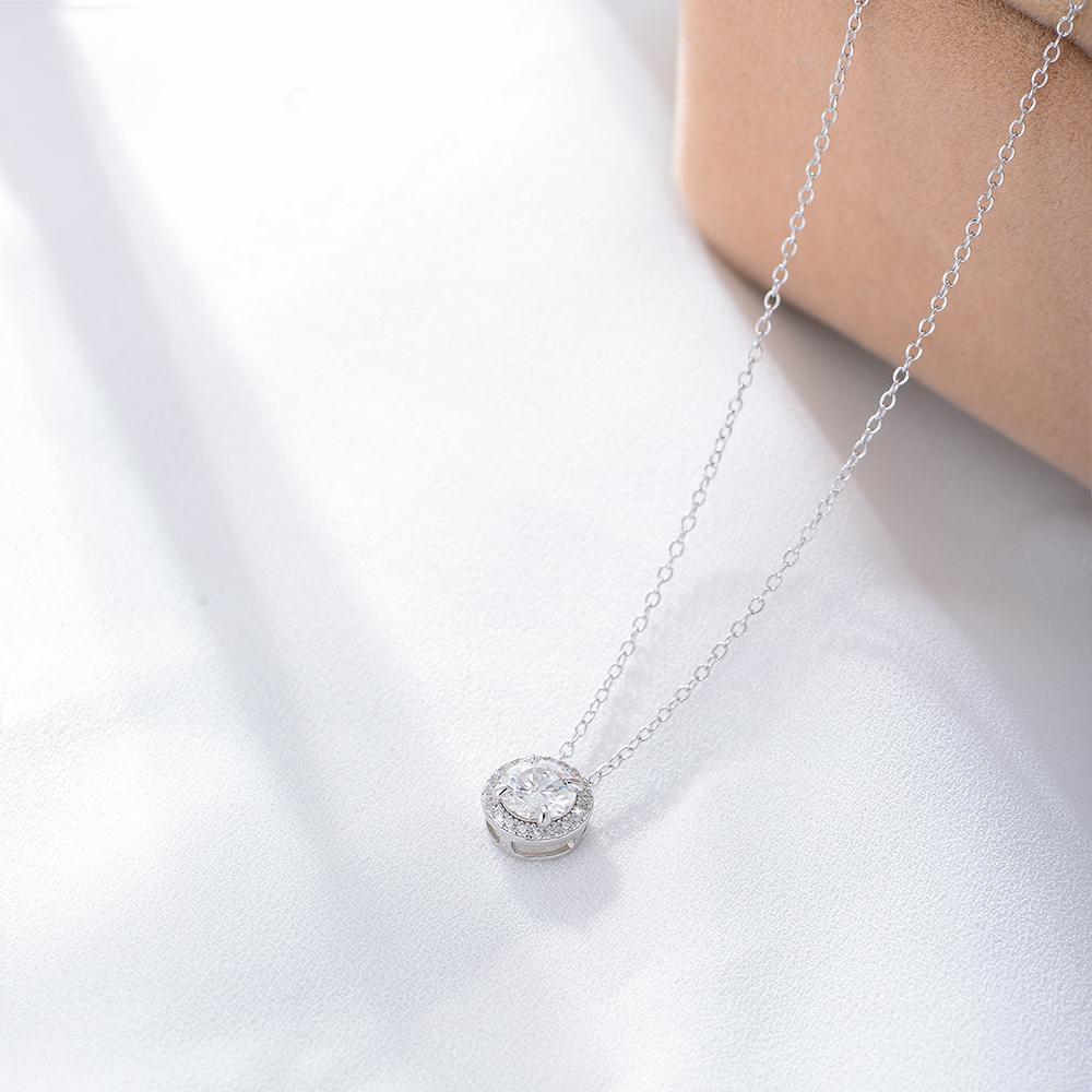Lady Fashion Wedding Jewelry 14k Gold Plated Elegant Sterling Silver 925 Round Brilliant Cut Zircon Fine Necklace Jewellery