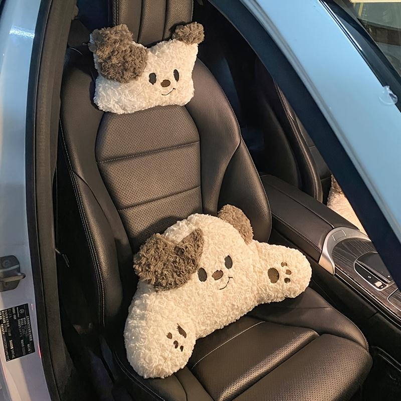 Car Universal Cartoon Plush Bear Headrest + Lumbar Support Multi-Set, Car Decoration