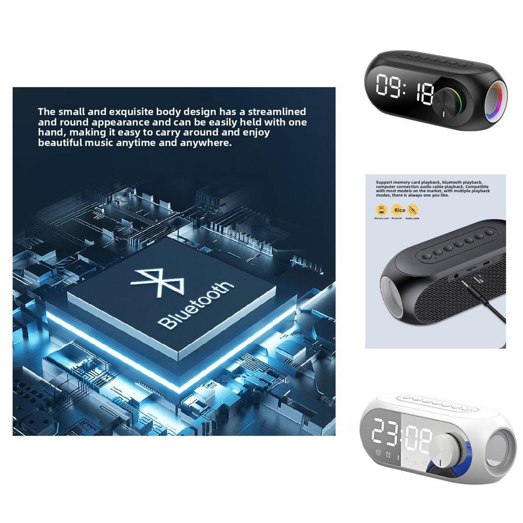 Bluetooth Rgb Bass Portable Clock Speaker With Fm Radio For Home Outdoor Fitness