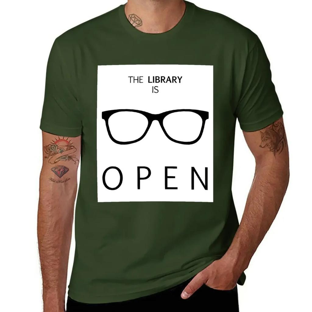 The Library is Open T-Shirt graphics tops sublime plain white t shirts men